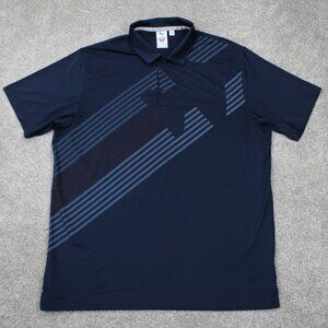 Puma Volition Polo Shirt Mens Large Blue Geometric S/S Golf Stretch Pullover